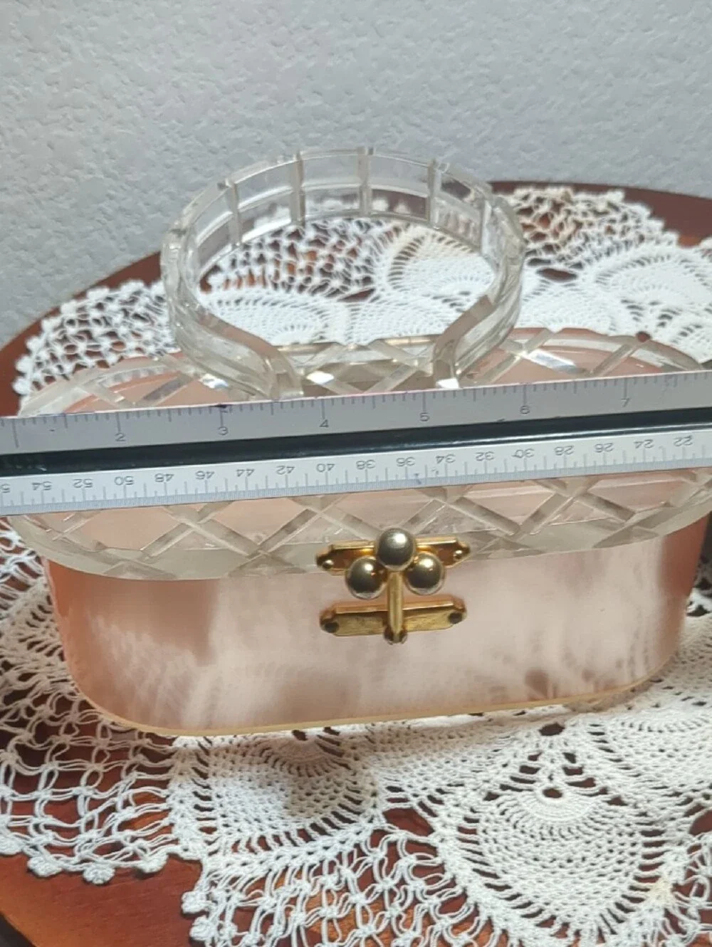 Charles S Kahn Stellar Lucite Clear Handle Pink Acrylic Box Purse